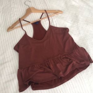Burnt Orange Tank Top with Ruffle
